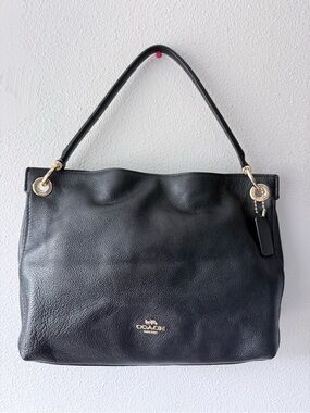 Coach Black Pebbled Leather Shoulder Bag with Gold Hardware